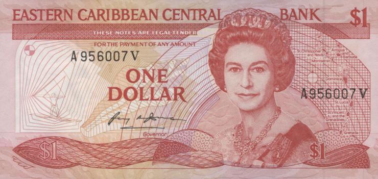 Ost Karibik / East Caribbean P.17v 1 Dollar (1985-88) 