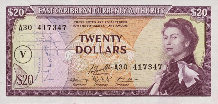 Ost Karibik / East Caribbean P.15o 20 Dollars (1965) 