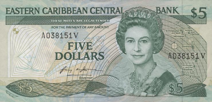 Ost Karibik / East Caribbean P.18v 5 Dollars (1986-88) 