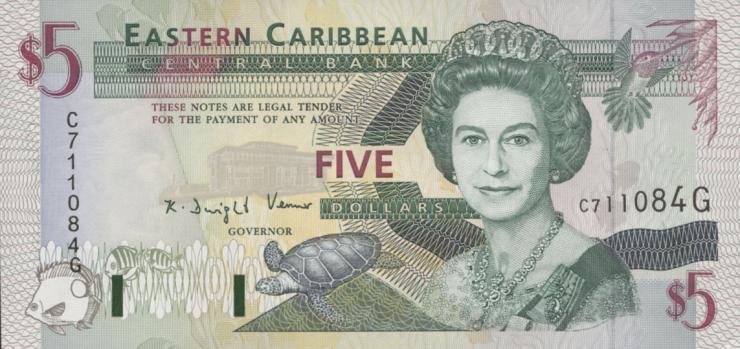 Ost Karibik / East Caribbean P.31g 5 Dollars (1994) (1) 