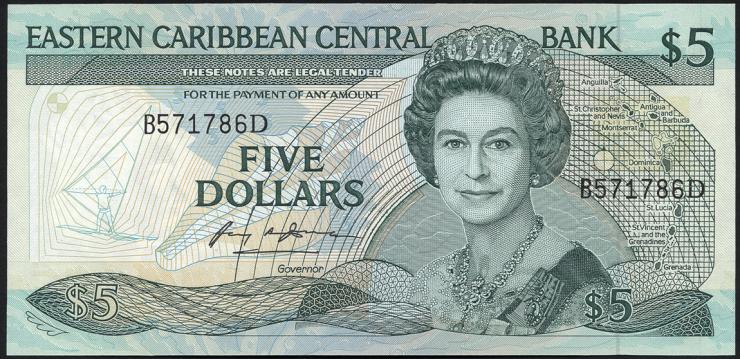 Ost Karibik / East Caribbean P.22a1 5 Dollars (1988-93) (1) 