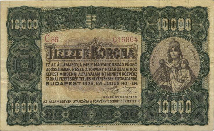 Ungarn / Hungary P.077 10.000 Kronen 1923 (3) 