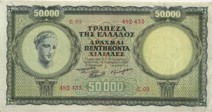 Griechenland / Greece P.185 50.000 Drachmen 1950 (3+) 