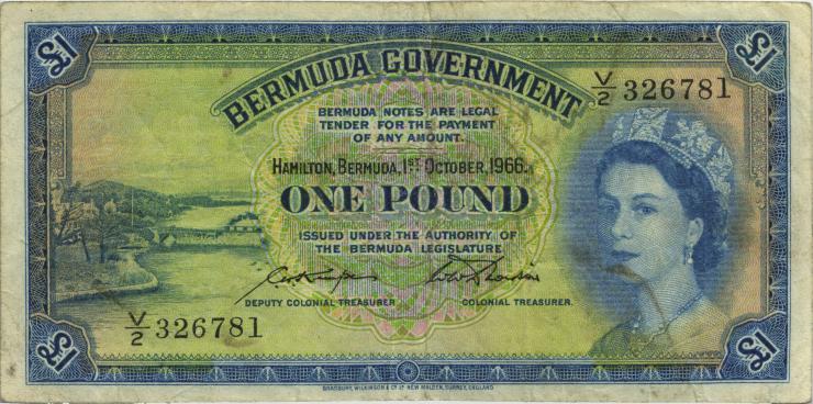 Bermuda P.20d 1 Pound 1966 (3-) 
