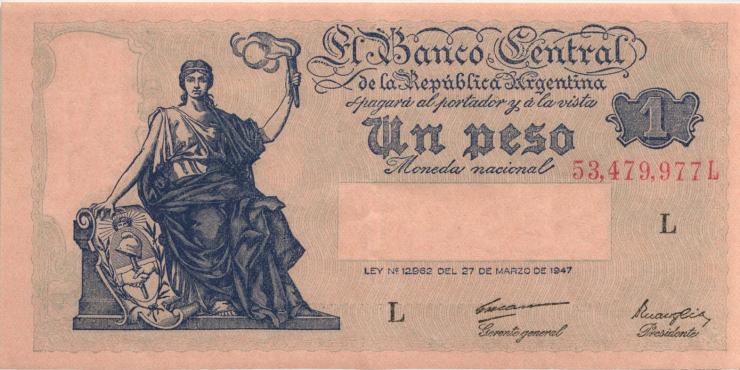 Argentinien / Argentina P.257 1 Peso L.1947 L (2) 