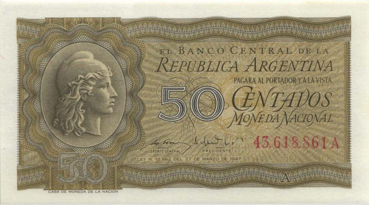 Argentinien / Argentina P.259b 50 Centavos 1947 (1) 