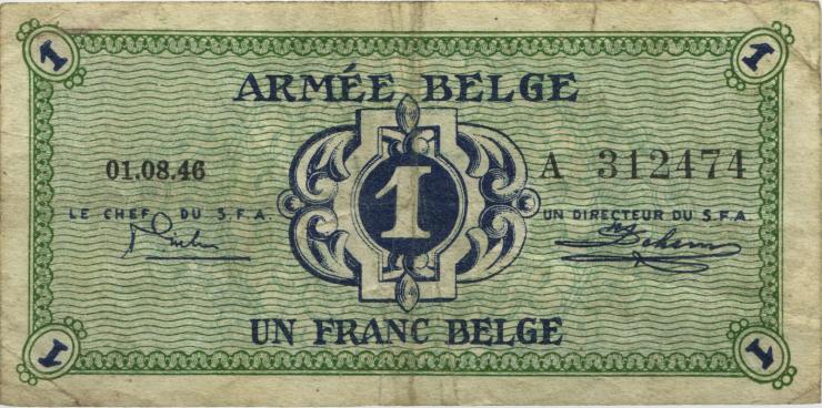 Belgien / Belgium P.M1 1 Franc 1946 (3-) 