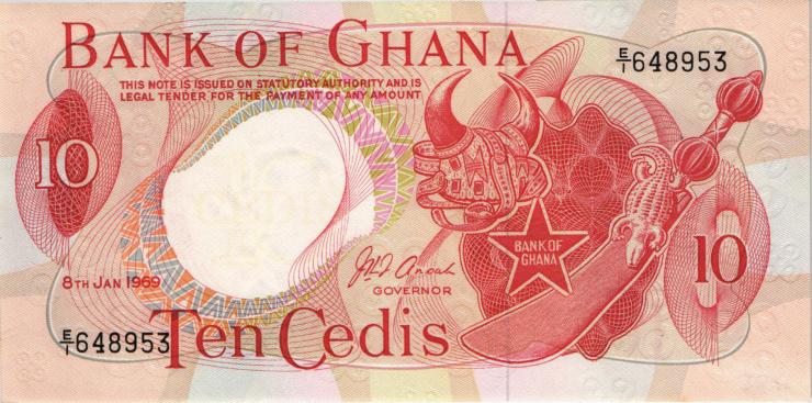 Ghana P.12b 10 Cedis 1969 (1) 