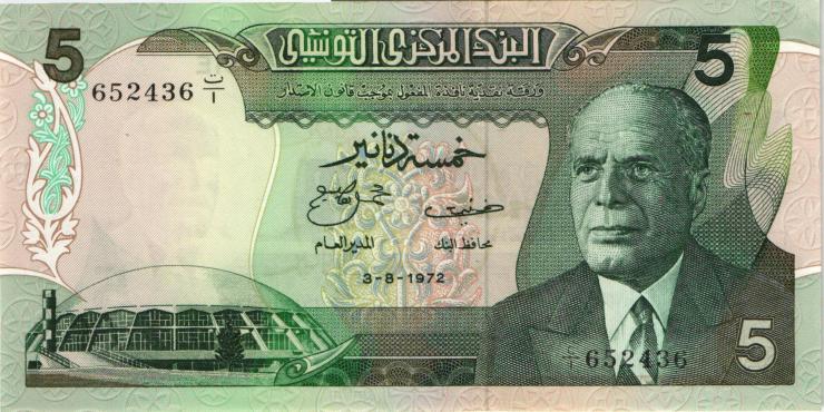 Tunesien / Tunisia P.068 5 Dinars 1972 (1) 