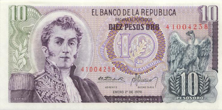 Kolumbien / Colombia P.407f 10 Pesos Oro 1.1.1978 (1) 
