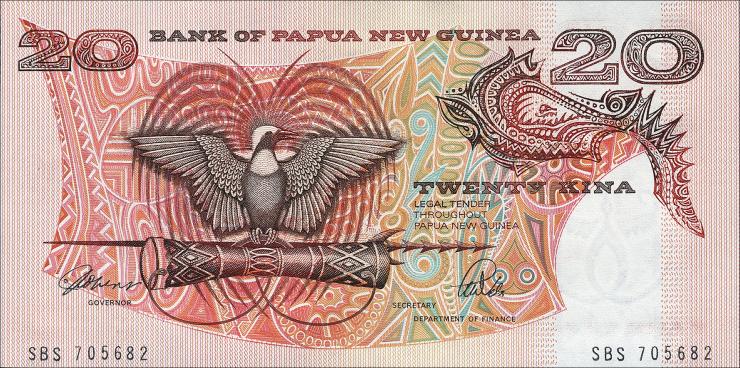 Papua-Neuguinea / Papua New Guinea P.10a 20 Kina (1975)  (1) 