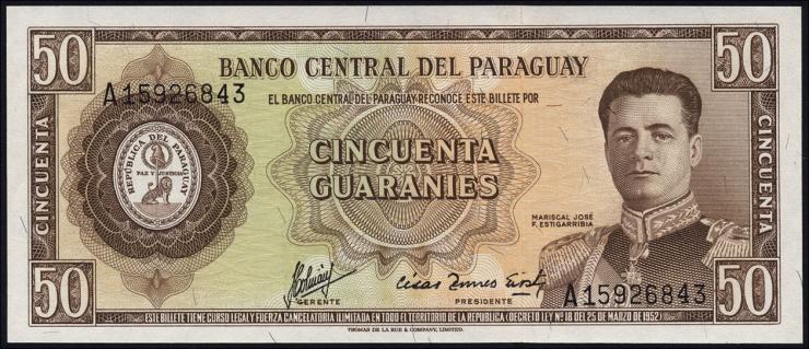 Paraguay P.197b 50 Guaranies L. 1952 (1) 
