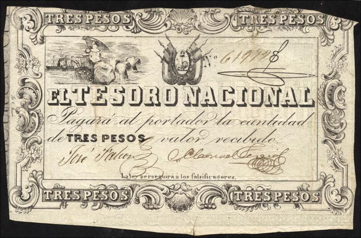 Paraguay P.013 3 Pesos (1860) (5) 