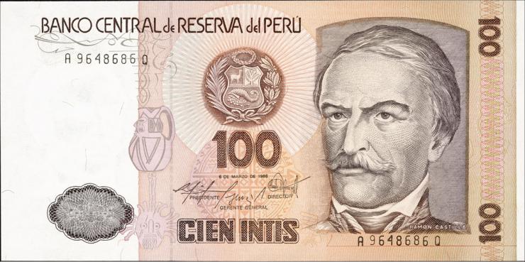 Peru P.132b 100 Intis 1986 (1) 