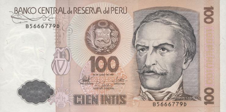 Peru P.133 100 Intis 1987 (1) 