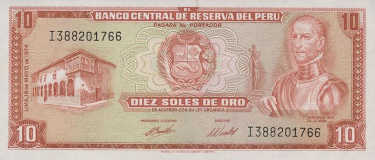 Peru P.100c 10 Soles de Oro 1972-74 (1) 