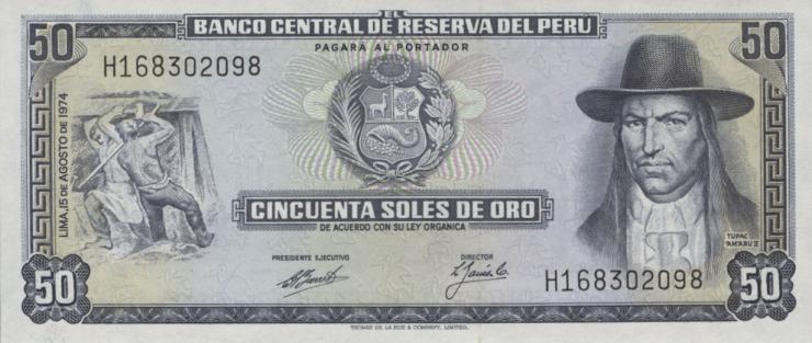 Peru P.101c 50 Soles de Oro 1974 (1) 