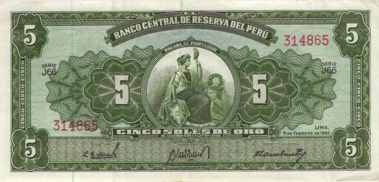 Peru P.083 5 Soles de Oro 1962 (1) 