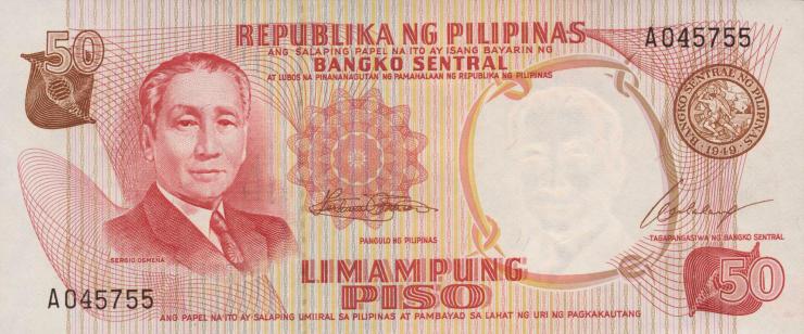 Philippinen / Philippines P.146a 50 Piso (1969) (1) 