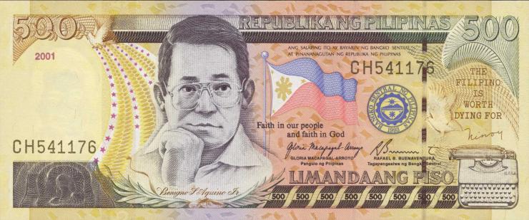 Philippinen / Philippines P.196a 500 Piso 2001 (1) 