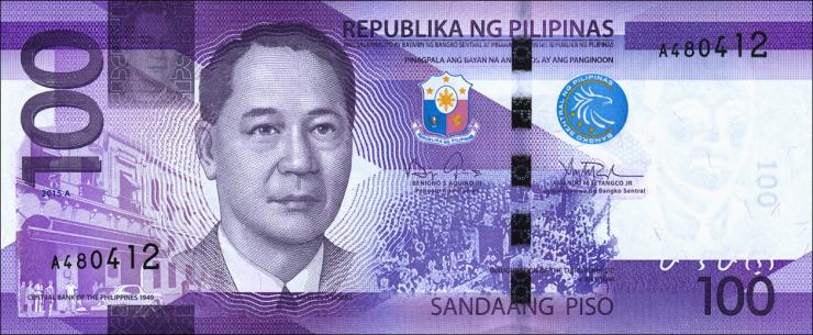Philippinen / Philippines P.208c 100 Piso 2015 (1) 