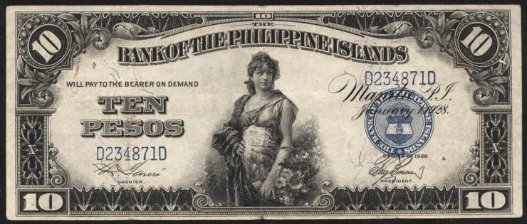 Philippinen / Philippines P.017 10 Pesos 1928 (3) 