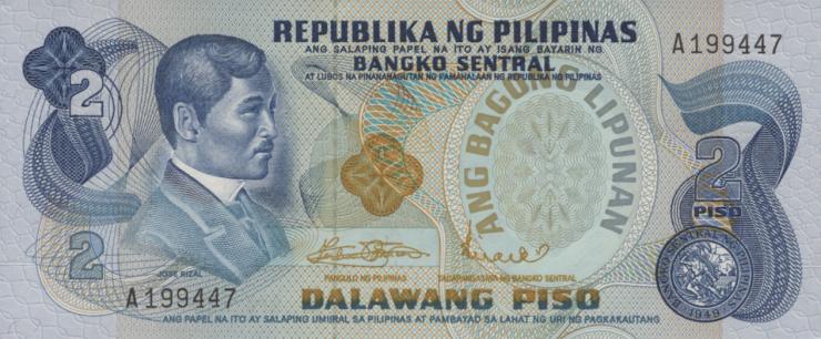 Philippinen / Philippines P.152a 2 Piso (1970) (1) 