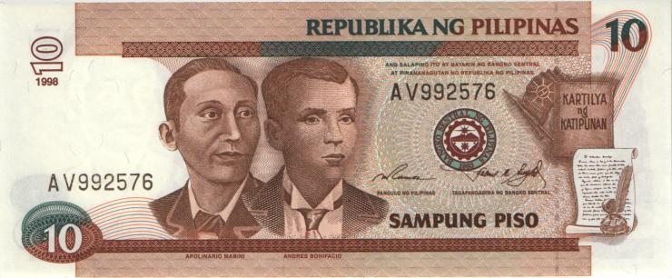 Philippinen / Philippines P.187b 10 Piso 1998 (1) 