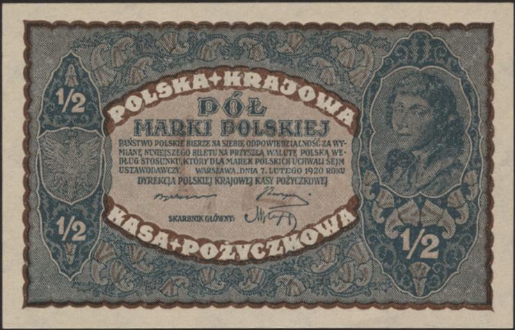 Polen / Poland P.030 1/2 Marki 1920 (2) 