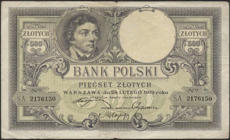 Polen / Poland P.058 500 Zlotych 1919 (1924) (3) 