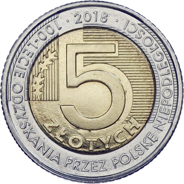 Polen 5 Zlotych 2018 100 J. Unabhängigkeit 