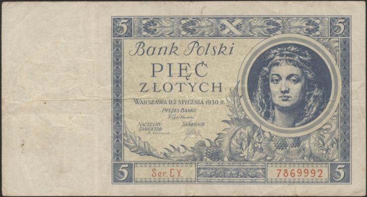Polen / Poland P.072 5 Zlotych 1930 (3) 