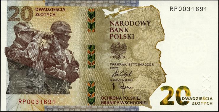 Polen / Poland P.196 20 Zlotych 2022 "Schutz der polnischen Ostgrenze" im Folder (1) 
