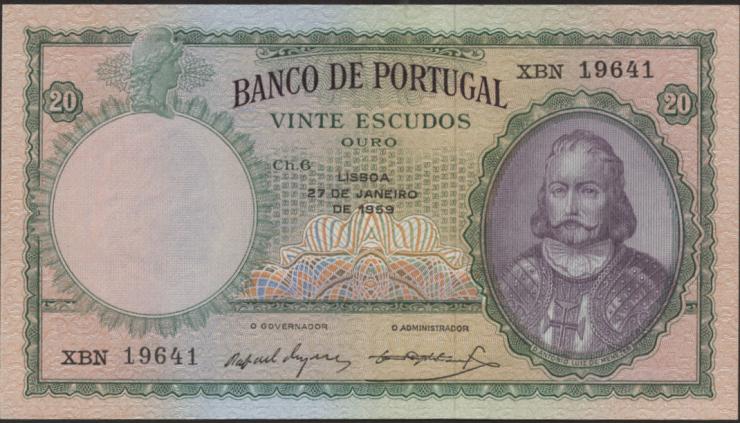 Portugal P.153b 20 Escudos 1959 (2+) 