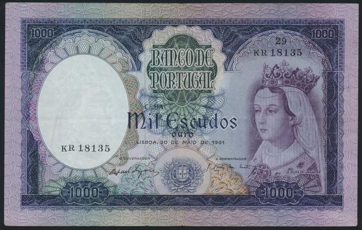 Portugal P.166 1000 Escudos 1961 (3+) 