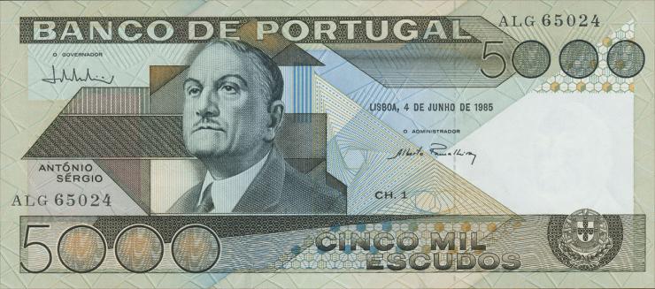 Portugal P.182d 5000 Escudos 1985 (1) 