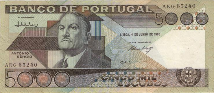 Portugal P.182d 5000 Escudos 1985 (2) 