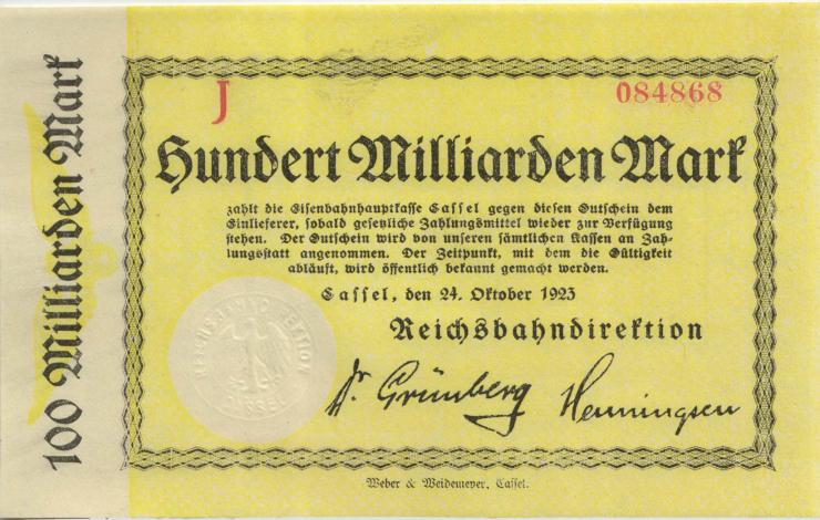 PS1166 Reichsbahn Kassel 100 Milliarden Mark 1923 (1) 