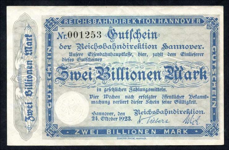 PS1261 Reichsbahn Hannover 2 Billionen Mark 1923 (2) 