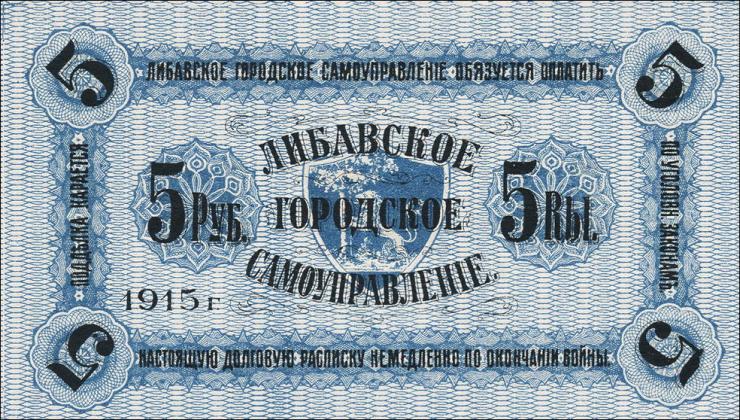 Lettland / Latvia LE 14a: 5 Rubel 1915 Libau (1) 