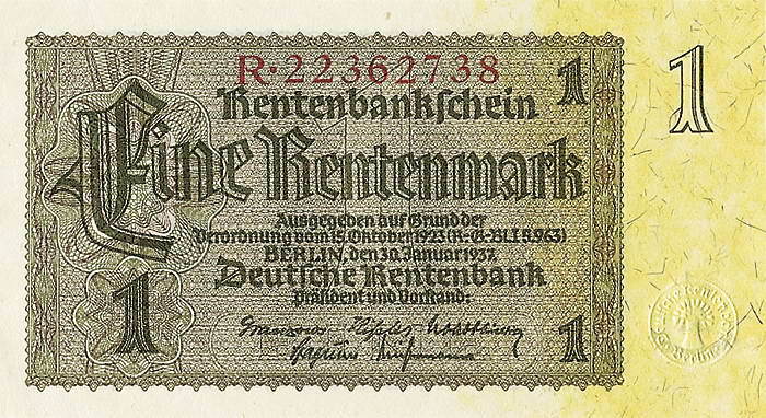 R.166b: 1 Rentenmark 1937 Reichsdruck (1) 