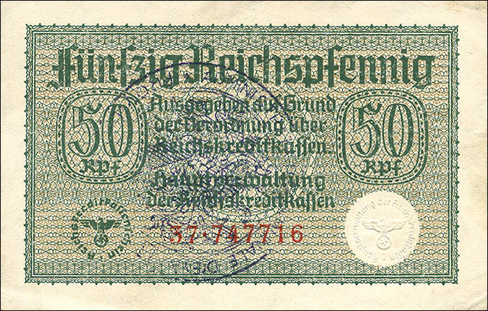 R.550c:  50 Rpfg. (1939) Bel. Gemeindestempel (2) 
