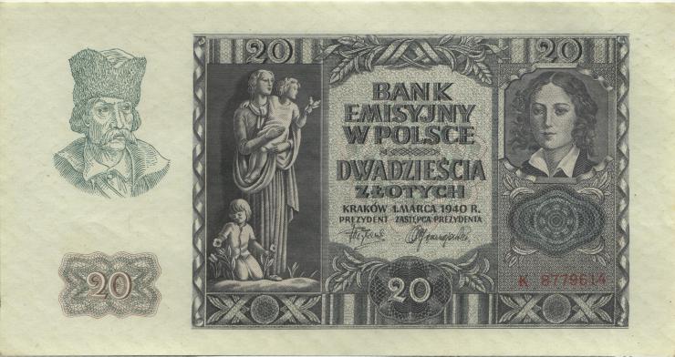 R.575: Generalgouv. Polen 20 Zlotych 1940 (1) 