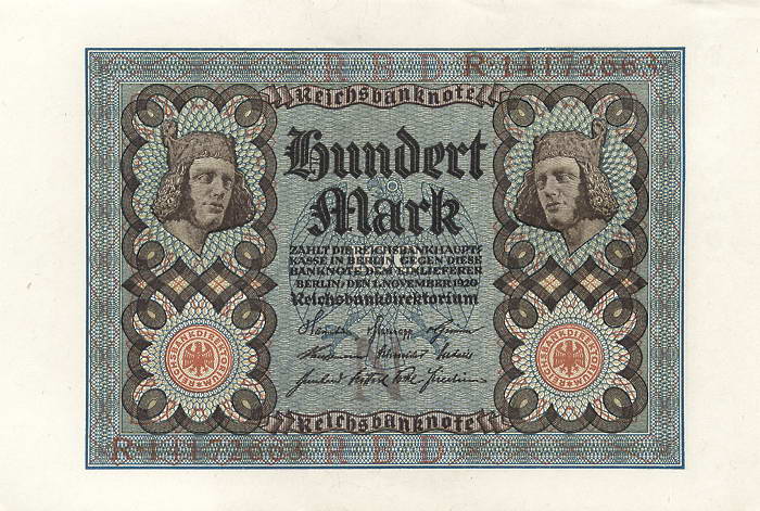 R.067b: 100 Mark 1920 Bamberger Reiter (1-) 