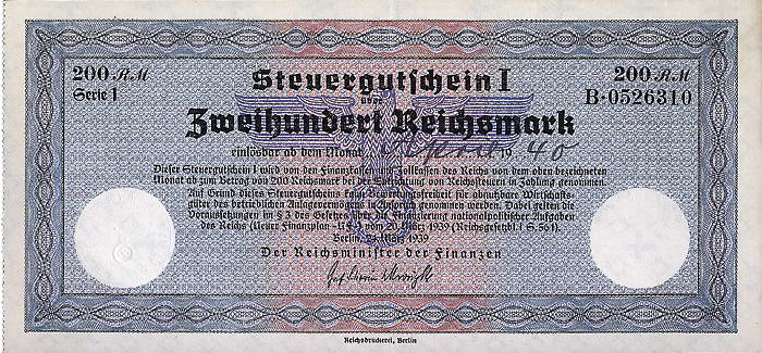 R.717: Steuergutschein 200 Reichsmark 1939 (2) 