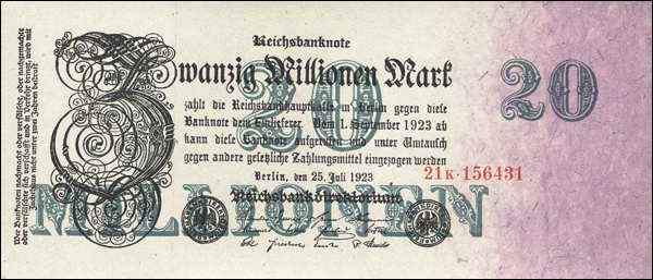 R.096b: 20 Mio. Mark 1923 (1) 