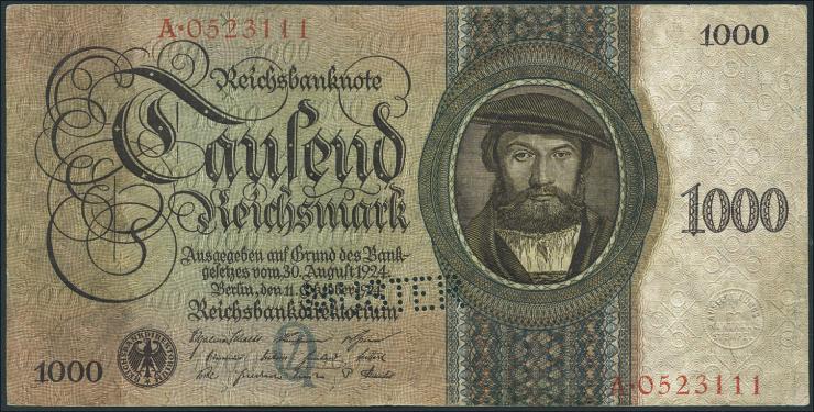 R.172M: 1000 Reichsmark 1924 Q/A MUSTER (3) 