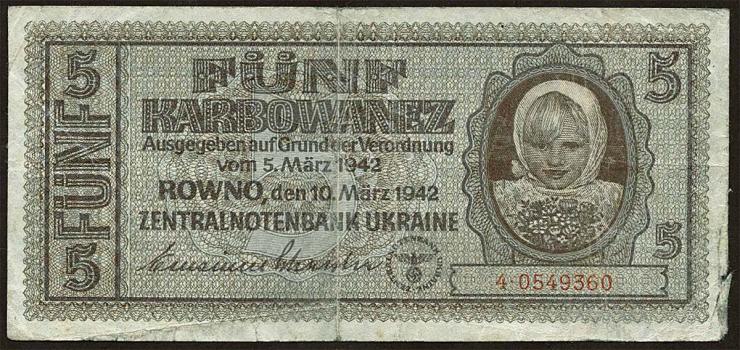 R.593a: Besetzung Ukraine 5 Karbowanez 1942 (4) 