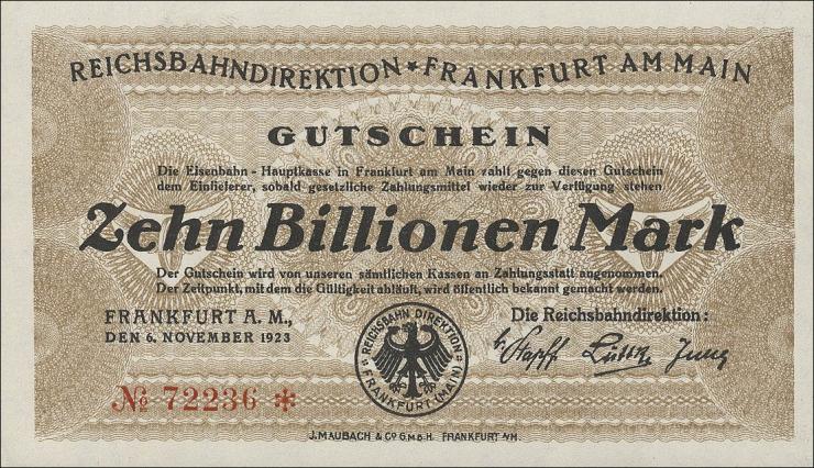 PS1228 Reichsbahn Frankfurt 10 Billionen Mark 1923 (1) 