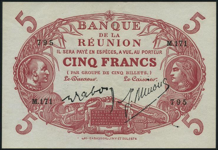 Reunion P.14 5 Francs (1912-1944) (2/1) 
